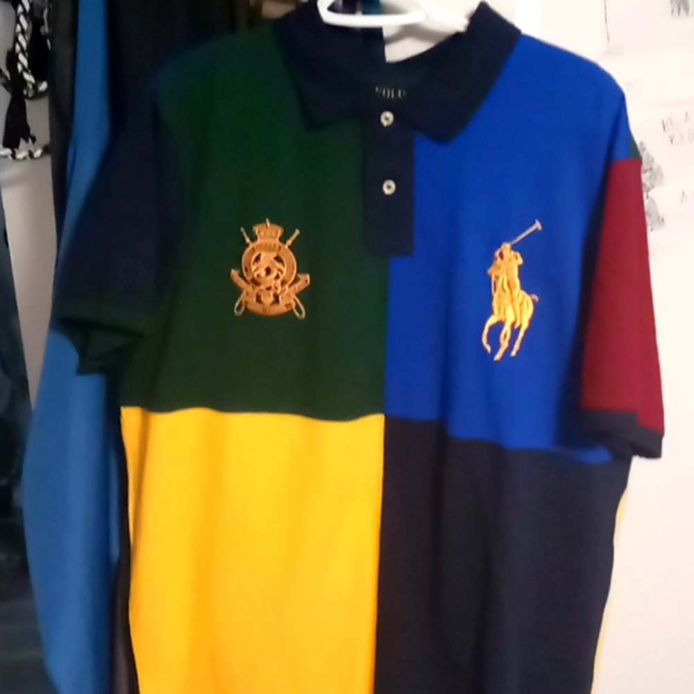 Mixed color polo collar shirt